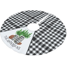 Personlig Black White-jul Julgransmatta Borstad Polyester