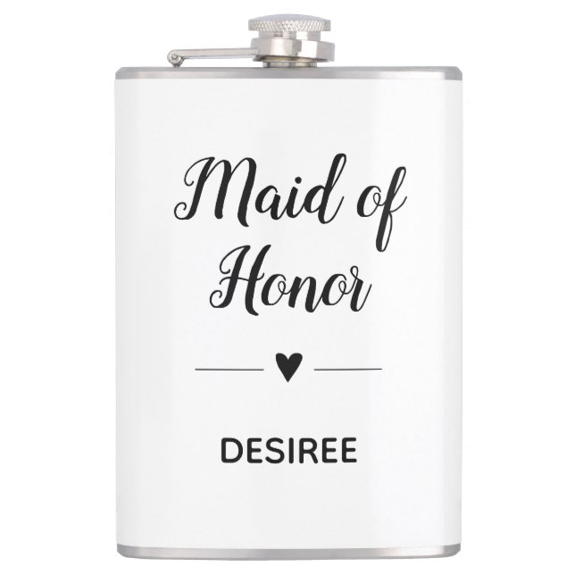 Personlig Black White Maid of honor Heart Fickplunta (Framsidan)