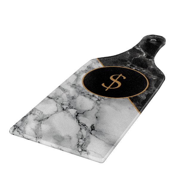 Personlig Black White Marble Caking Board Gift (Hörn)