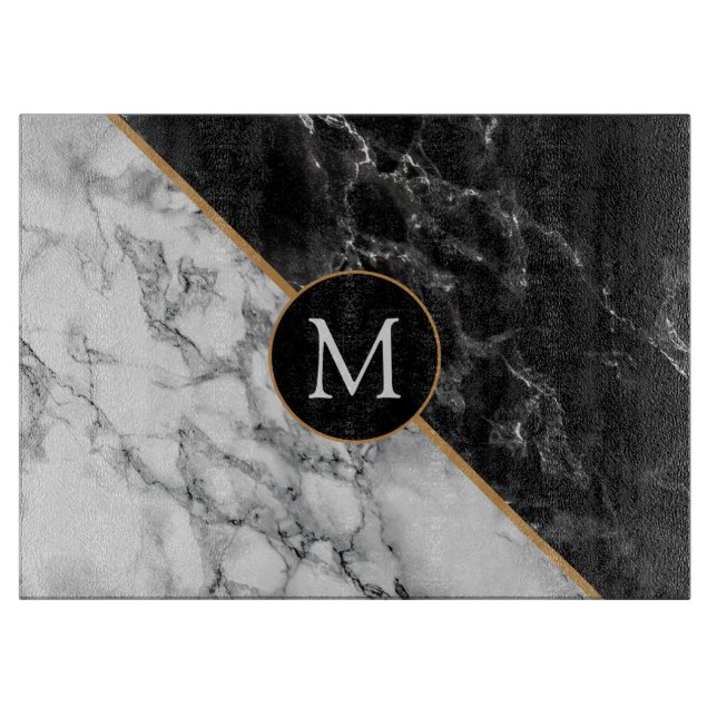 Personlig Black White Marble Cting Board (Framsidan)