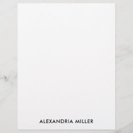 Personlig Black White Minimalist Stationery Brevhuvud