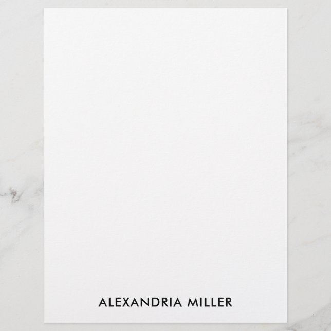 Personlig Black White Minimalist Stationery Brevhuvud (Framsida)