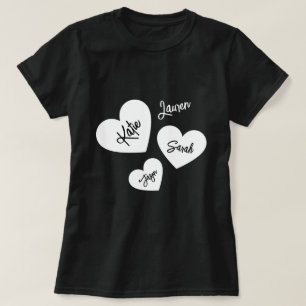 Personlig Black & White Mor Hearts T Shirt