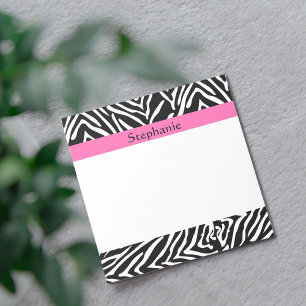 Personlig Black, White och Shock rosa Zebra tryck Anteckningsblock