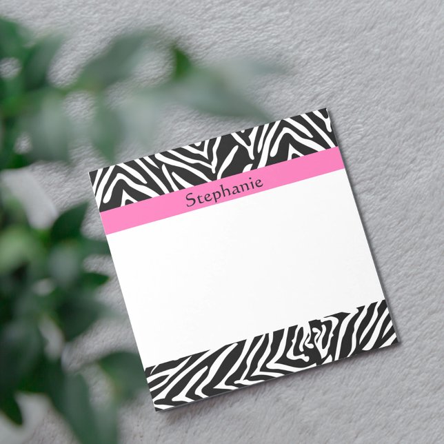 Personlig Black, White och Shock rosa Zebra tryck Anteckningsblock (Skapare uppladdad)