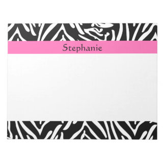 Personlig Black, White och Shock rosa Zebra tryck Anteckningsblock