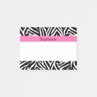 Personlig Black, White och Shock rosa Zebra tryck Post-it Block