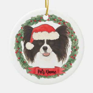 Personlig Black & White Papillon Julgransprydnad Keramik