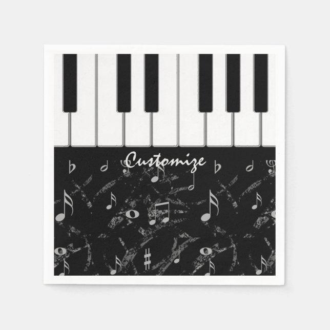 Personlig Black & White Piano Music Napkins 2 Pappersservett (Framsidan)