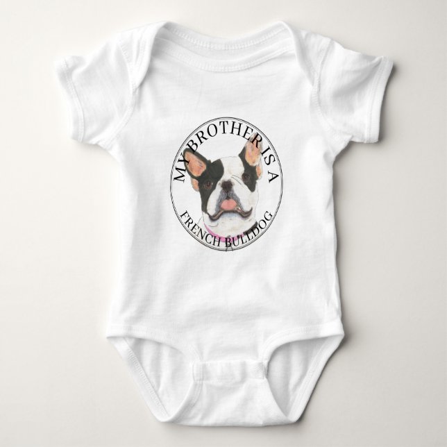 Personlig Black & White Pied Fransk Bulldog T Shirt (Framsida)