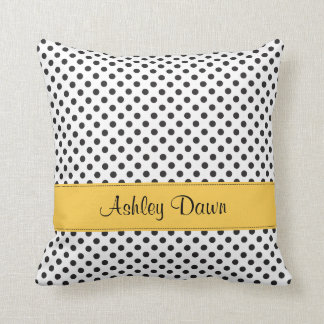 Personlig Black White Polka Dot-Gult Kudde