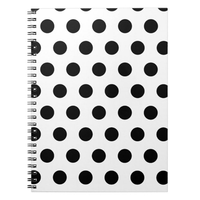 Personlig Black & White Polka dots Anteckningsbok Med Spiral (Framsidan)