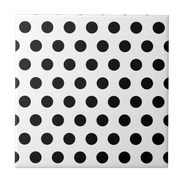 Personlig Black & White Polka dots Kakelplatta (Framsidan)