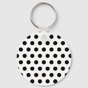 Personlig Black & White Polka dots Nyckelring