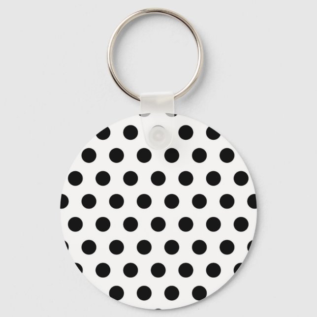 Personlig Black & White Polka dots Nyckelring (Framsida)