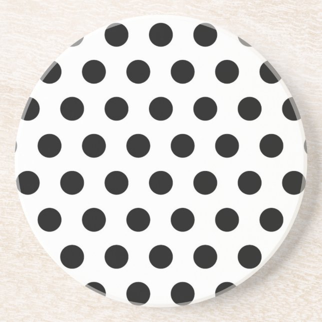 Personlig Black & White Polka dots Underlägg Sandsten (Framsidan)