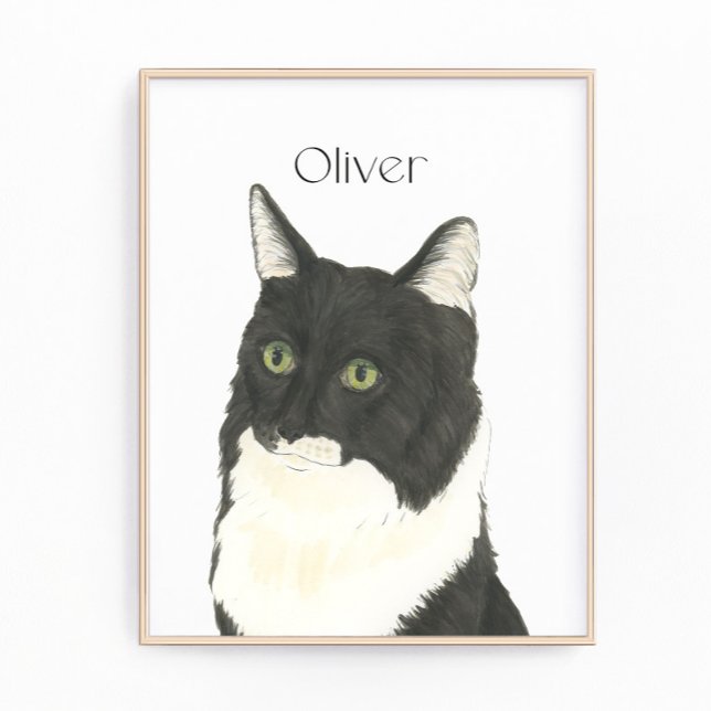 Personlig Black & White Ragamuffin Cat Art Fototryck (Skapare uppladdad)