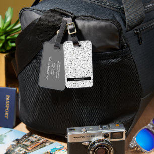 Personlig Black & White Tassar & Whiskers Bagagebricka