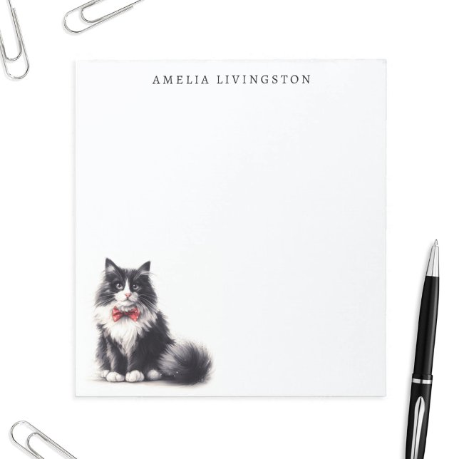 Personlig Black White Tuxedo Cat Anteckningsblock (Skapare uppladdad)