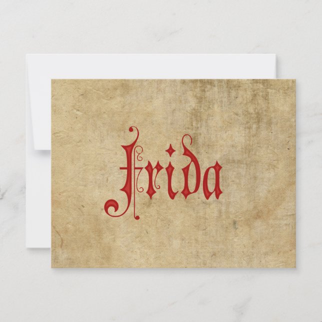 Personlig Blackletter Parchment Frida Red Inbjudningar (Framsida)