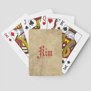 Personlig Blackletter Parchment Kim Red Casinokort