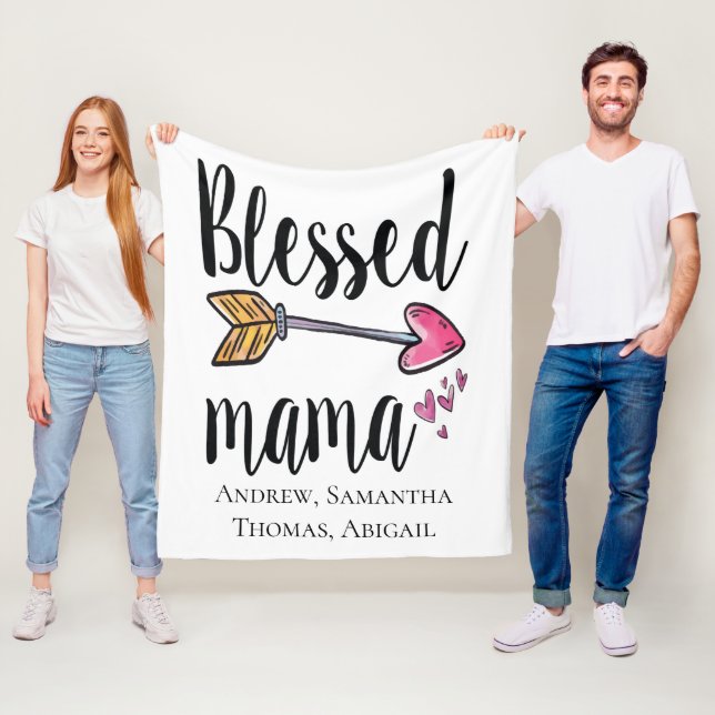 Personlig Blad Mamma Gift för Mamma Fleecefilt (På plats)