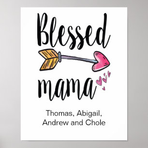 Personlig Blad Mamma Gift för Mamma Kids Namn Poster