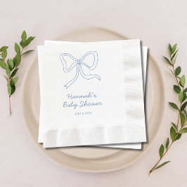 Personlig Blåkokvett Bow Baby Shower Napkins Pappersservett