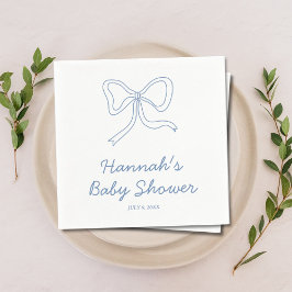 Personlig Blåkokvett Bow Baby Shower Napkins Pappersservett