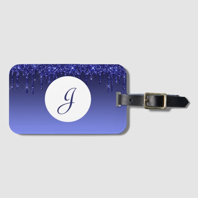 Personlig-blåmärke Glitter Bagagebricka (Framsida horisontal)