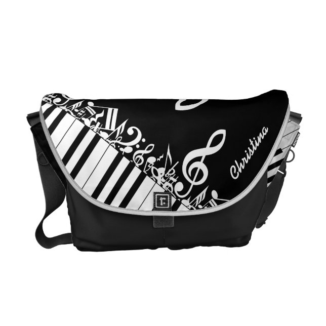 Personlig blandade ihop musik noter och messenger bag (Framsidan)