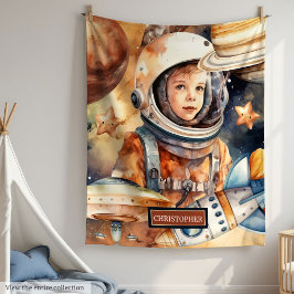 Personlig Blanket Astronaut Theme Fleecefilt
