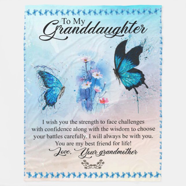 Personlig Blanket Butterfly till min mordotter Fleecefilt (Framsidan)