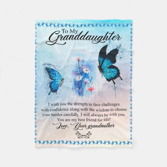 Personlig Blanket Butterfly till min mordotter Fleecefilt (Framsidan)