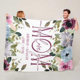 Personlig Blanket för Mamma med  blommor Fleecefilt