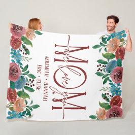 Personlig Blanket för Mamma med  blommor Fleecefilt