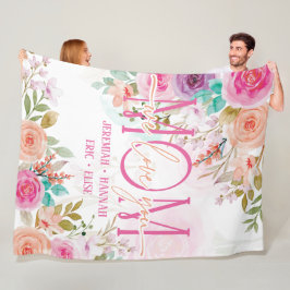 Personlig Blanket för Mamma med  blommor Fleecefilt