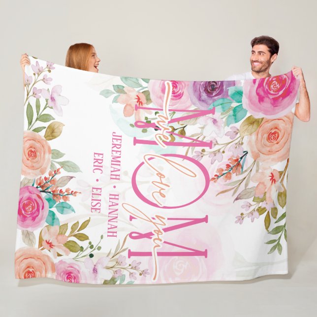 Personlig Blanket för Mamma med  blommor Fleecefilt (På plats)