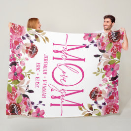 Personlig Blanket för Mamma med  blommor Fleecefilt