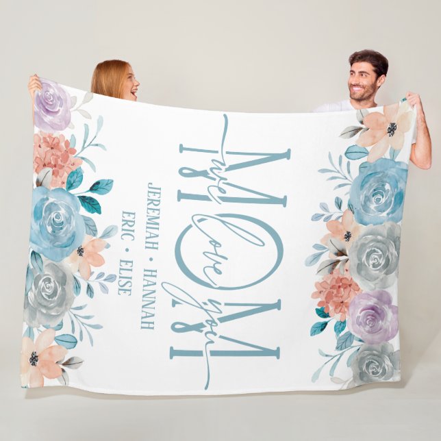 Personlig Blanket för Mamma med  blommor Fleecefilt (På plats)
