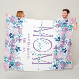 Personlig Blanket för Mamma med  blommor Fleecefilt