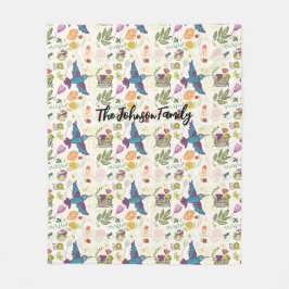 Personlig Blanket Gift Bird and Succulents Fleecefilt