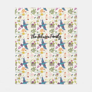 Personlig Blanket Gift Bird and Succulents Fleecefilt