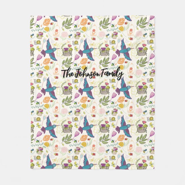 Personlig Blanket Gift Bird and Succulents Fleecefilt (Framsidan)