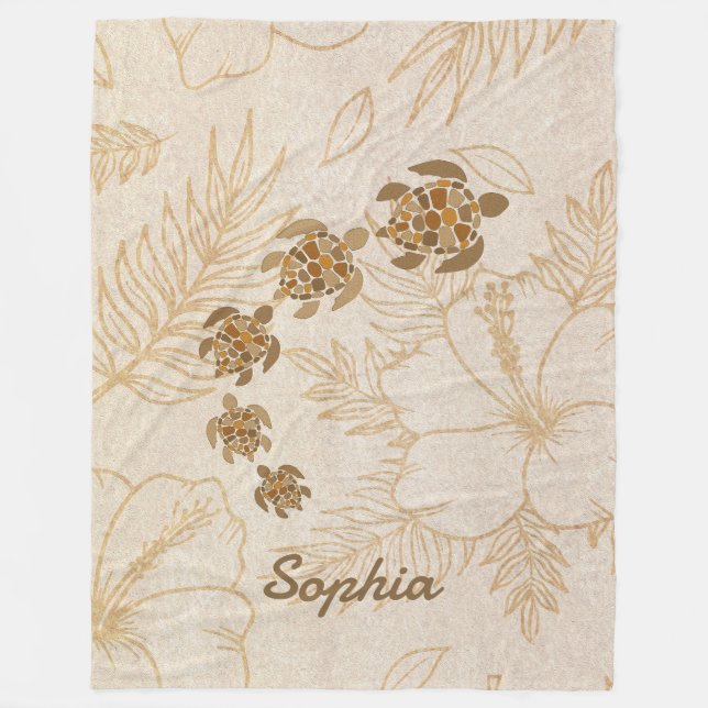 Personlig Blanket Namn Sea Turtle Hawaii Fleecefilt (Framsidan)