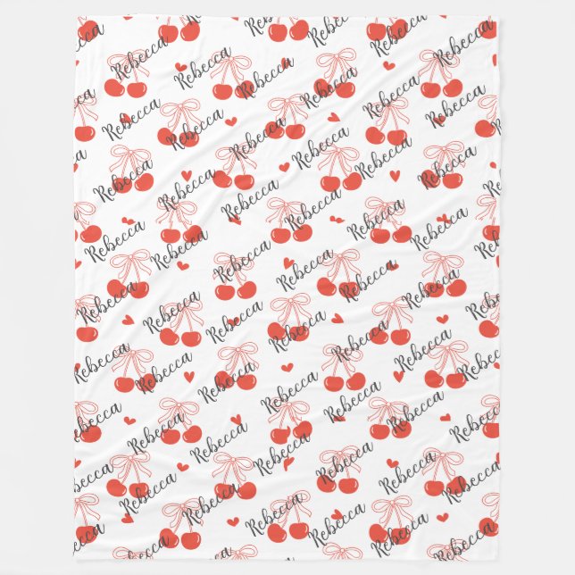 Personlig Blankett med körsbär Fleecefilt (Framsidan)
