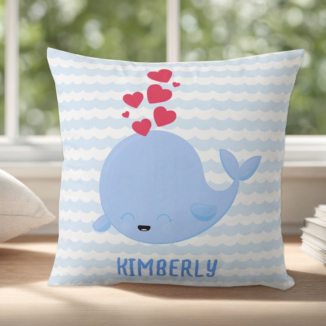Personlig blårandig val kudde (Personalized Whale Pillow)