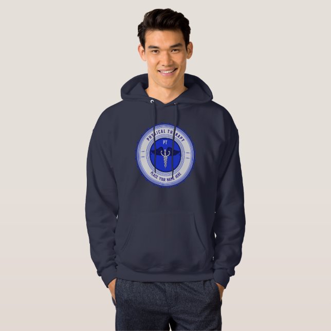 Personlig Blått fysiskt behandlingsorsakad Hoodie (Hel framsida)