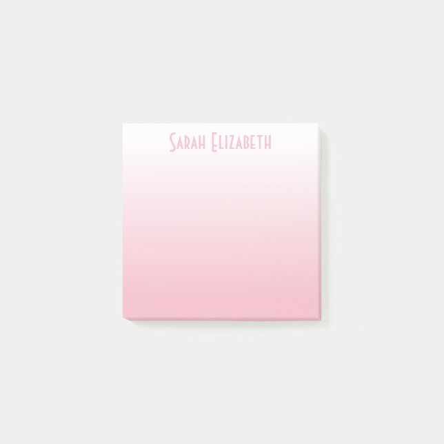 Personlig blek rosa vit gradient post-it block (Framsida)