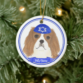 Personlig Blenheim Cavalier Hanukkah Yarmulke Julgransprydnad Keramik